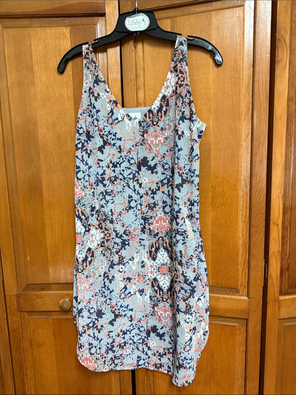 CAbi Sleeveless Mini Dress in Blue and Coral